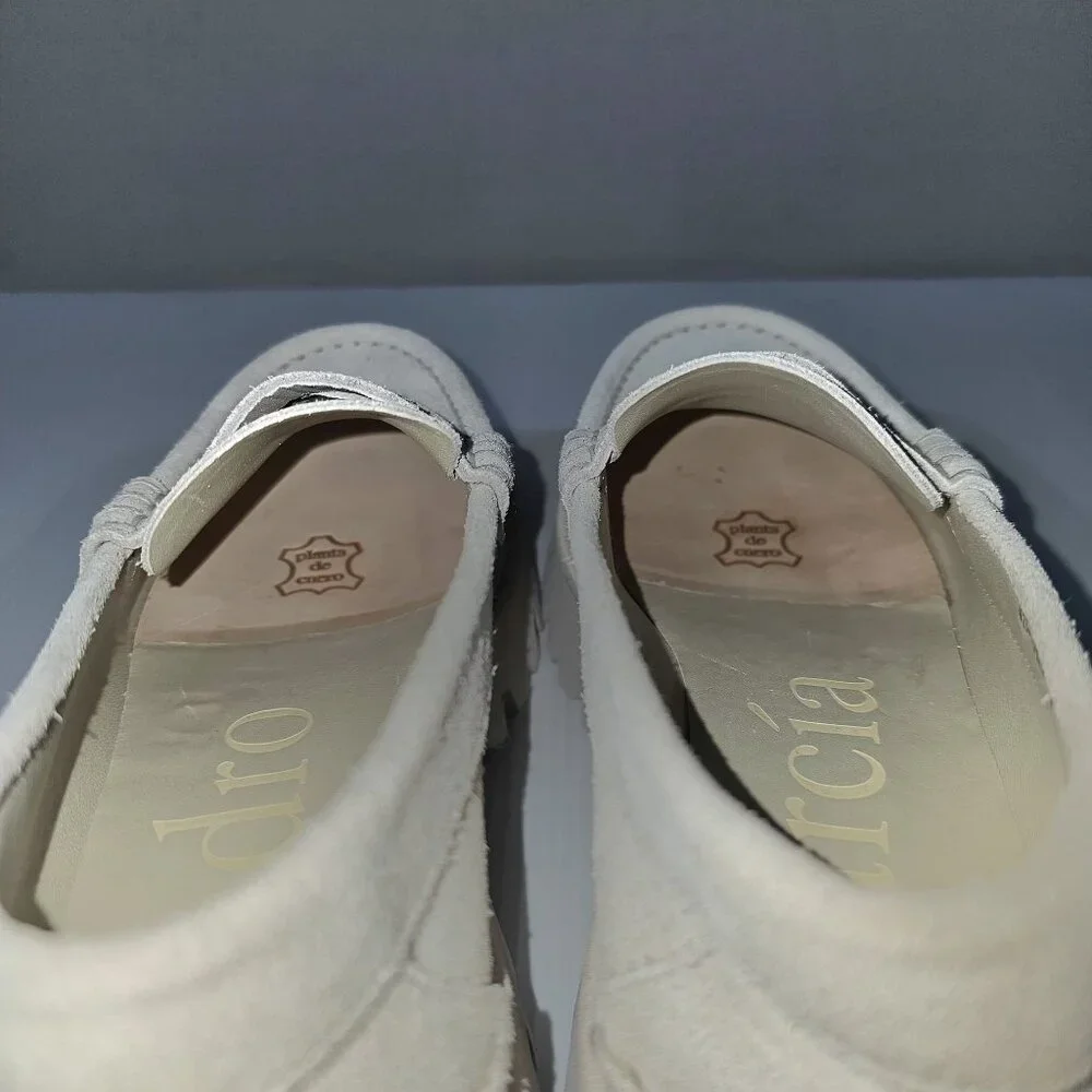 Pedro Garcia Cream Suede Lug Sole Loafers